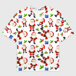 Футболка оверсайз мужская Дед мороз веселится паттерн, цвет: 3D-принт