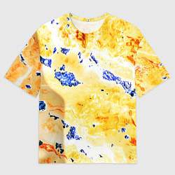 Футболка оверсайз мужская Сине-золотая абстракция, цвет: 3D-принт