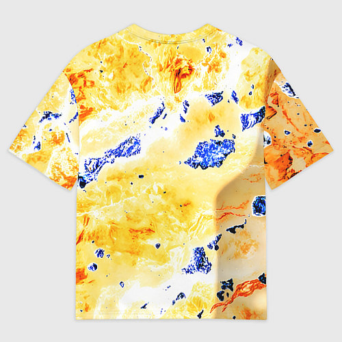Мужская футболка оверсайз Сине-золотая абстракция / 3D-принт – фото 2