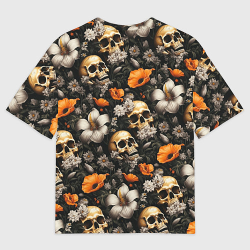 Мужская футболка оверсайз Маки и черепа / 3D-принт – фото 2