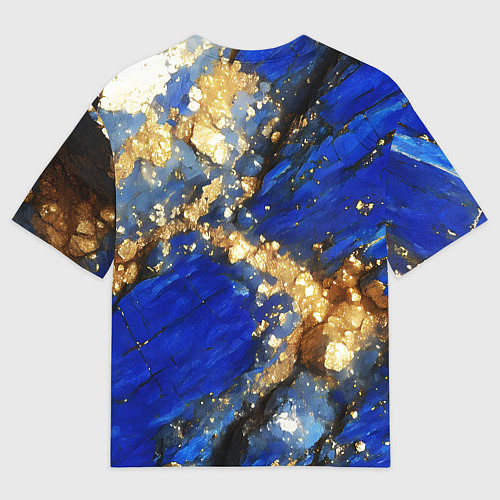Мужская футболка оверсайз Золотой минерал в синем камне / 3D-принт – фото 2