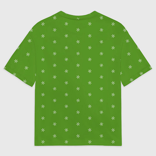 Мужская футболка оверсайз Снежинки на зеленом / 3D-принт – фото 2