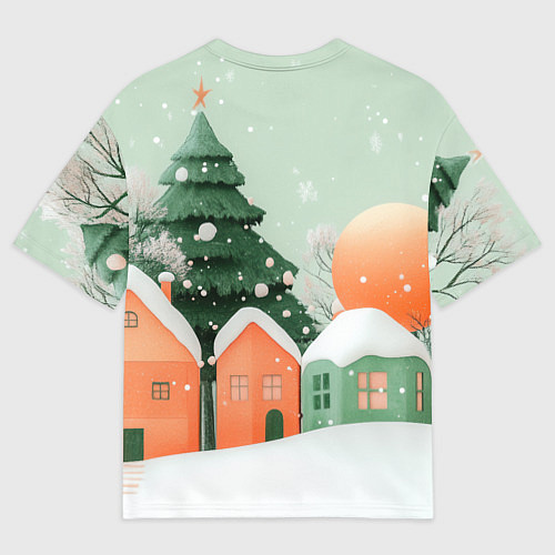 Мужская футболка оверсайз Новогодняя змейка в шарфике / 3D-принт – фото 2