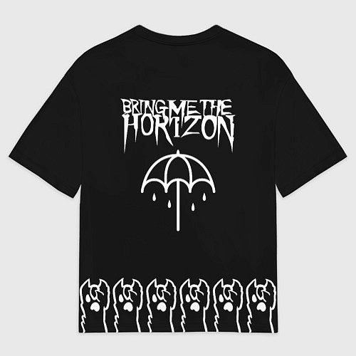 Мужская футболка оверсайз Bring Me the Horizon: cat rock / 3D-принт – фото 2