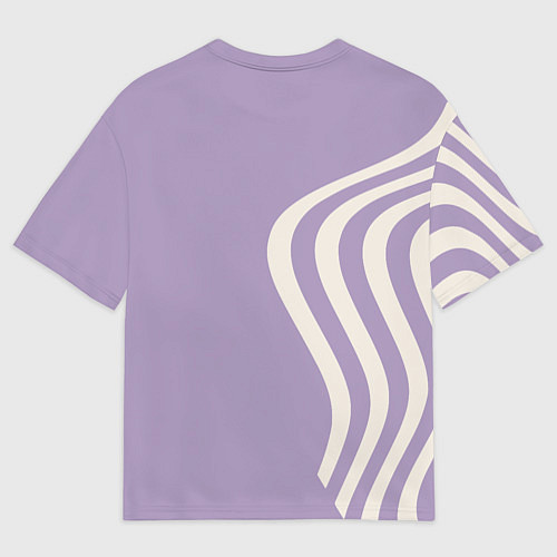 Мужская футболка оверсайз Парусник и волны на сиреневом / 3D-принт – фото 2