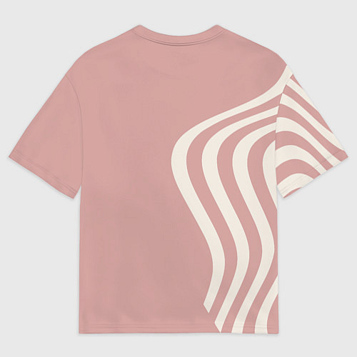 Мужская футболка оверсайз Парусник и волны на розовом / 3D-принт – фото 2