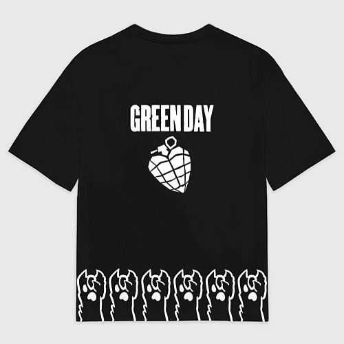 Мужская футболка оверсайз Green Day: cat rock / 3D-принт – фото 2