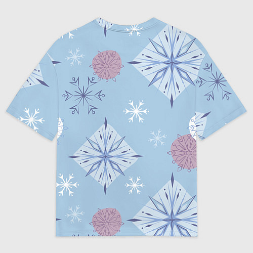 Мужская футболка оверсайз Снежинки Эльзы / 3D-принт – фото 2