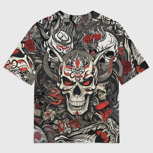 Мужская футболка оверсайз Череп в маске Хання / 3D-принт – фото 2