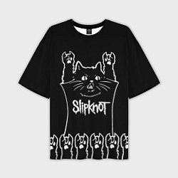 Футболка оверсайз мужская Slipknot: cat rock, цвет: 3D-принт