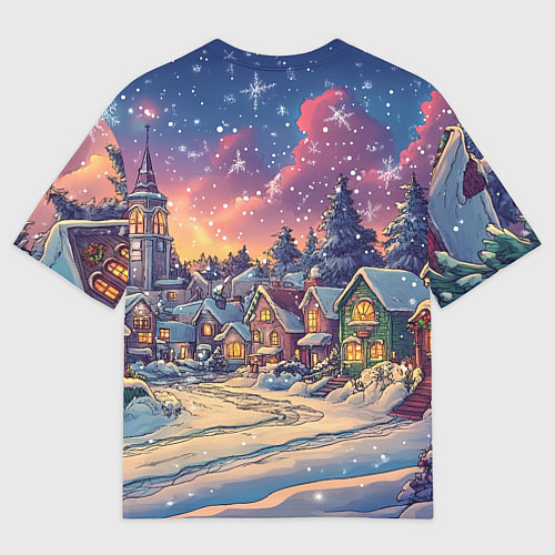 Мужская футболка оверсайз Маленькая змейка в новогодней шапочке / 3D-принт – фото 2