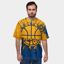 Футболка оверсайз мужская Голден Стэйт Уорриорз баскетбольный мяч, цвет: 3D-принт — фото 2