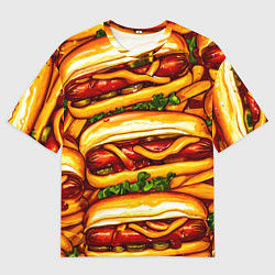 Футболка оверсайз мужская Хот-доги, цвет: 3D-принт
