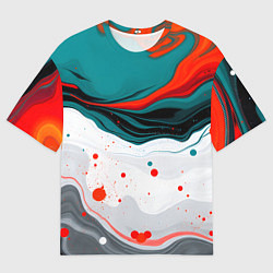 Футболка оверсайз мужская Эбру красочная абстракция, цвет: 3D-принт