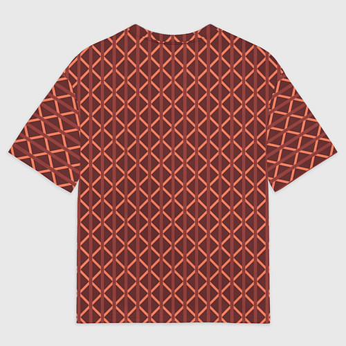 Мужская футболка оверсайз Тёмно-красный полосы ромбы / 3D-принт – фото 2
