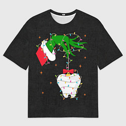 Мужская футболка оверсайз Гринч похищает у зубной феи