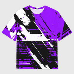 Футболка оверсайз мужская Diagonal black and white stripes on a purple backg, цвет: 3D-принт