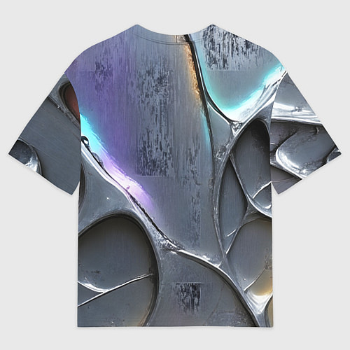 Мужская футболка оверсайз Полированный серебряный металл / 3D-принт – фото 2