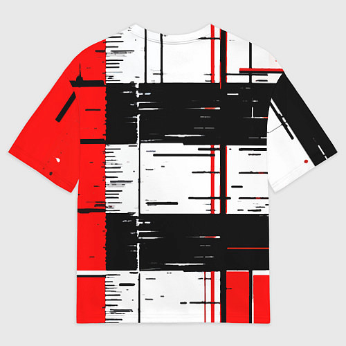 Мужская футболка оверсайз Чёрные и красные полосы на белом фоне / 3D-принт – фото 2