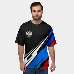 Футболка оверсайз мужская Герб России - спортивная абстракция, цвет: 3D-принт — фото 2