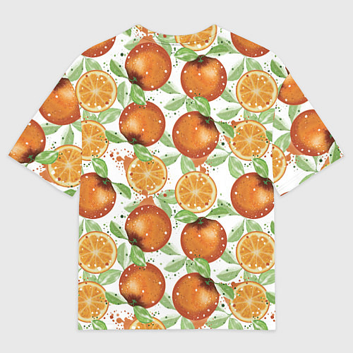 Мужская футболка оверсайз Сочные апельсины и дольки апельсинов / 3D-принт – фото 2