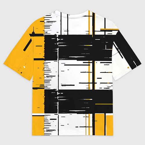 Мужская футболка оверсайз Жёлтые и чёрные полосы на белом фоне / 3D-принт – фото 2