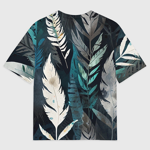 Мужская футболка оверсайз Перья и листья / 3D-принт – фото 2