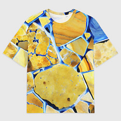 Футболка оверсайз мужская Жёлто-синяя абстракция, цвет: 3D-принт