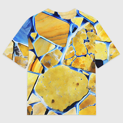 Мужская футболка оверсайз Жёлто-синяя абстракция / 3D-принт – фото 2