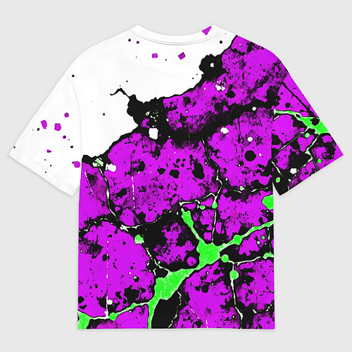 Мужская футболка оверсайз Зелёно-розовая абстракция на белом фоне / 3D-принт – фото 2