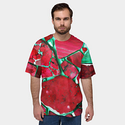 Футболка оверсайз мужская Зеленый минерал в красном камне, цвет: 3D-принт — фото 2