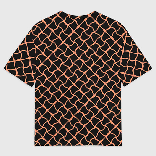 Мужская футболка оверсайз Чёрно-коралловый искажённые полосы / 3D-принт – фото 2