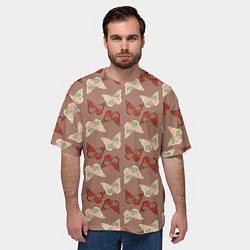 Футболка оверсайз мужская Бабочки зелено-бежевые, цвет: 3D-принт — фото 2