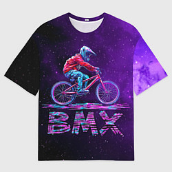 Мужская футболка оверсайз BMXер в космосе