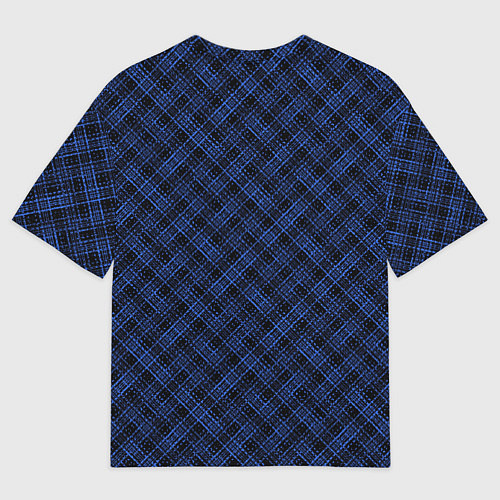 Мужская футболка оверсайз Чёрно-синий текстурированный лоскуты / 3D-принт – фото 2