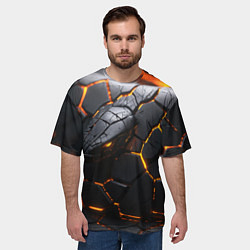 Футболка оверсайз мужская Металлическая неоновая змея, цвет: 3D-принт — фото 2