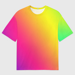 Футболка оверсайз мужская Градиент зелёно-фиолетовый насыщенный, цвет: 3D-принт