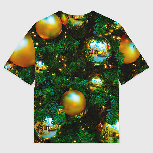 Мужская футболка оверсайз Новогодние украшения на ветках / 3D-принт – фото 2