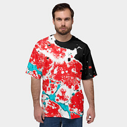 Футболка оверсайз мужская Сине красная абстракция на чёрном фоне, цвет: 3D-принт — фото 2