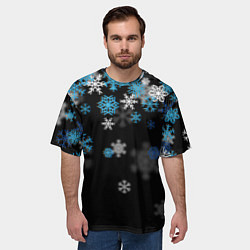 Футболка оверсайз мужская Снежинки объемные, цвет: 3D-принт — фото 2