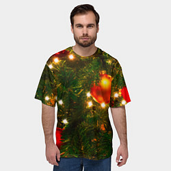 Футболка оверсайз мужская Новогодние украшения на ёлке, цвет: 3D-принт — фото 2
