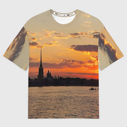 Футболка оверсайз мужская Петропавловская крепость ранним утром, цвет: 3D-принт
