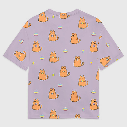 Мужская футболка оверсайз Праздничный кот Рыжинс / 3D-принт – фото 2