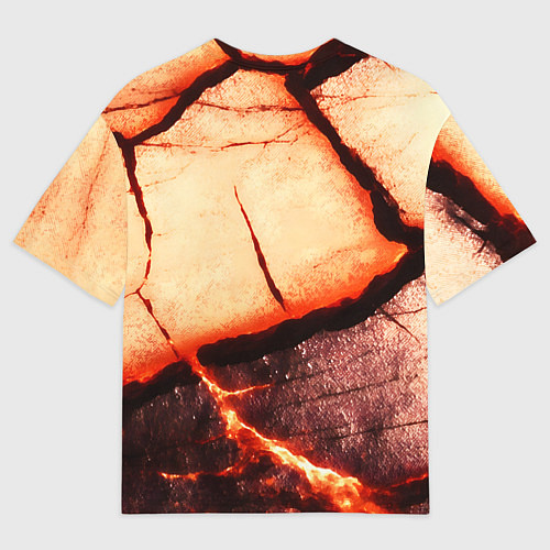 Мужская футболка оверсайз Трещины на абстрактном красном фоне / 3D-принт – фото 2