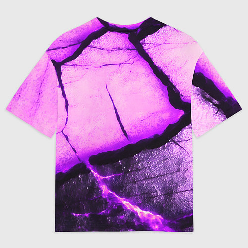 Мужская футболка оверсайз Трещины на абстрактном фиолетовом фоне / 3D-принт – фото 2