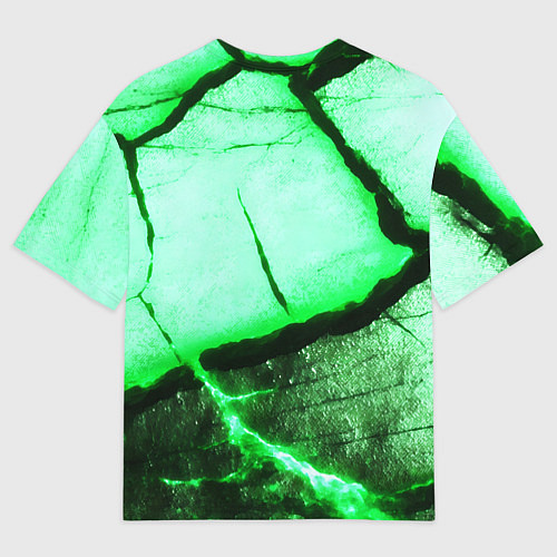 Мужская футболка оверсайз Трещины на абстрактном зелёном фоне / 3D-принт – фото 2