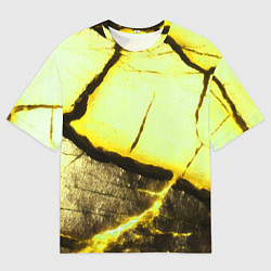 Футболка оверсайз мужская Трещины на абстрактном жёлтом фоне, цвет: 3D-принт