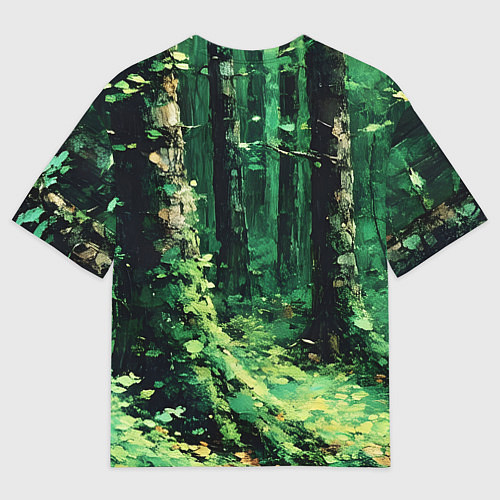 Мужская футболка оверсайз Зелёный летний лес / 3D-принт – фото 2
