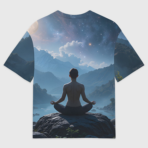 Мужская футболка оверсайз Ночная медитация / 3D-принт – фото 2