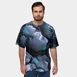 Футболка оверсайз мужская Жидкая субстанция серая, цвет: 3D-принт — фото 2
